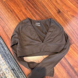 Garage Deep Brown V-Neck Crop Top
